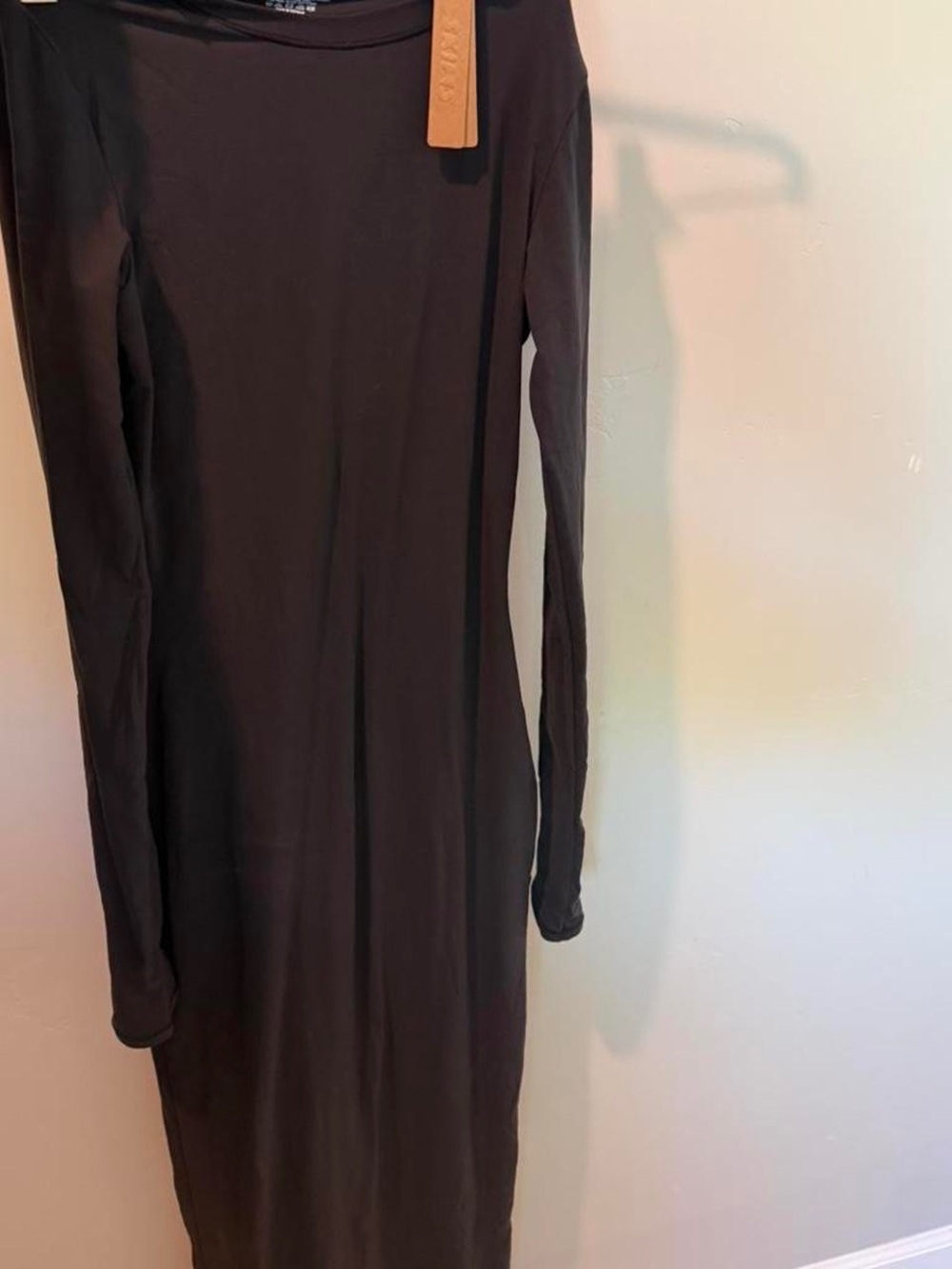 SKIMS Black Long-Sleeve Bodycon Midi Dress